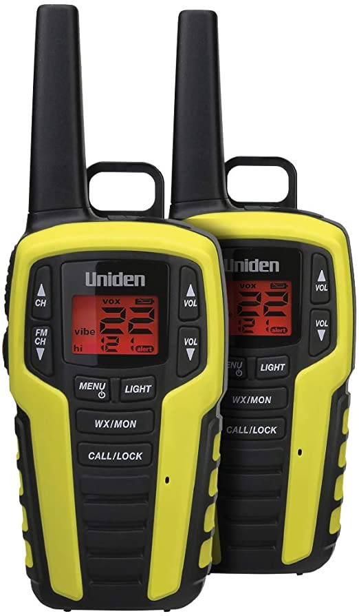 Uniden SX407-2CKFHS, Up to 40 Mile Range, Emergency Two-Way Radio Walkie Talkies, Built-in FM Radio, LED Flashlight & Strobe Light, NOAA Weather Alerts, Includes 2 Headsets & Dual Charging Cradle