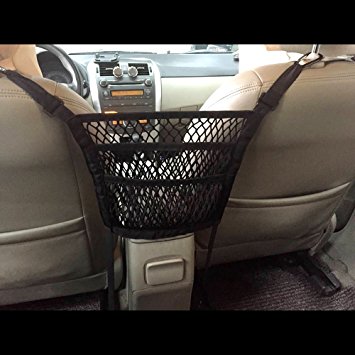 Fontic 3-Layer Car Mesh Organizer, Seat Back Net Bag, Barrier of Backseat Pets Children Kids, Cargo Tissue Purse Holder, Driver Storage Netting Pouch. (3 optional styles)