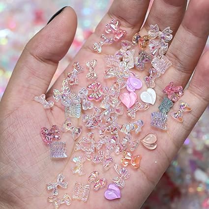 GBSTORE 100 Pcs 3D Mix Styles Nail Charms Nail Art Decoration Resin Nail Rhinestone Nail Art Accessories for Manicure DIY Crafts Jewelry Accessories