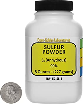 Sulfur Powder [S8] 99% ACS Grade Powder 8 Oz in a Space-Saver Bottle USA