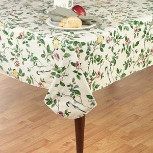 Newbridge Serene Morning Flannel Backed Indoor Outdoor Vinyl Tablecloth, 60-Inch by 84-Inch Oval