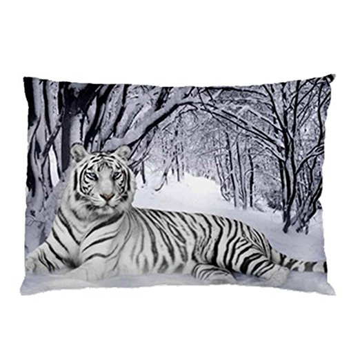 White Siberian Tiger Pillow Case (2 Sides)