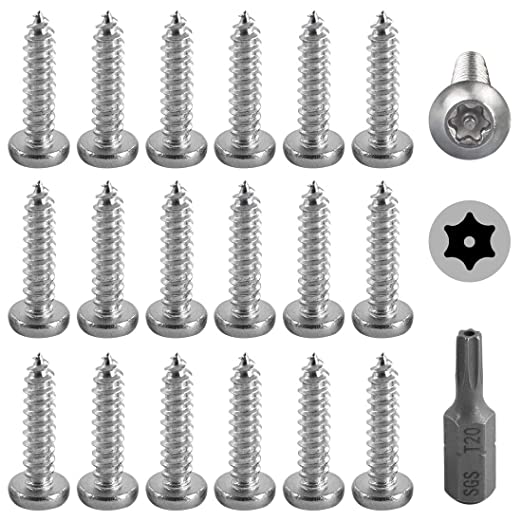 Hilitchi 50 Pcs #8 x 3/4” Stainless Steel Button Head Torx Sheet Metal Screws Security Silver Screws Anti-Theft Tamper Proof with Bit T20