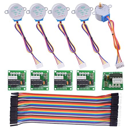 kuman Stepper Motor for Arduino 5 sets 28BYJ-48 ULN2003 5V Stepper Motor   ULN2003 Driver Board   Better Dupont Wire 40pin Male to Female Breadboard Jumper Wires Ribbon Cables K67