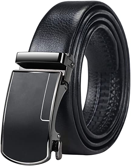 Belts Mens,Leather Ratchet Belt with Automatic Buckle 30/35mm Wide Dress Belt, Trim to Fit