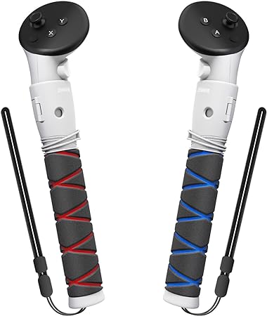 AMVR Handle Attachments Compatible with Meta/Oculus Quest 3 Controller Accessories, Controller Extension Grips for VR Game Gorilla Tag Long Arms Sticks,Beat Saber Handle(Not for Charging Dock)