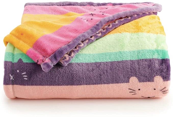 The Big One Oversized Plush Throw 5 FT X 6 FT Soft and Cozy Micro-Fleece Blanket (Pink Animal Stripe)
