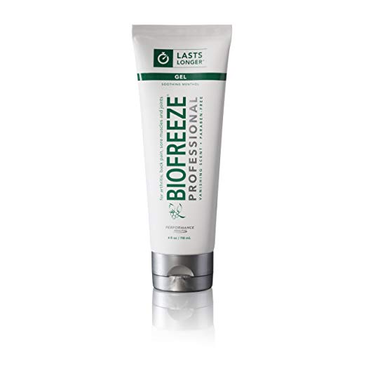 Biofreeze Professional Pain Relieving Gel, Enhanced Relief of Arthritis, Muscle, Joint, and Back Pain, NSAID Free Pain Reliever Cream for Sore Muscles, 4 oz. Tube, Colorless Formula, 5% Menthol