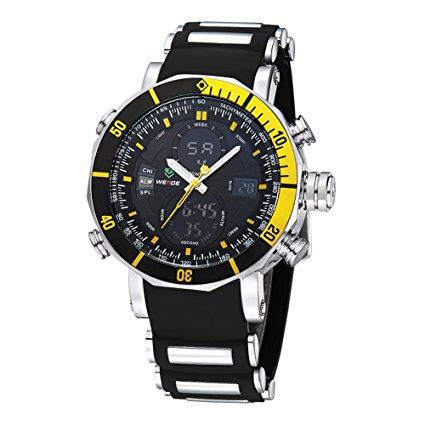 WEIDE Men's WH-5203 Military Outdoor Waterproof Sport Quartz LED Light Digital Wrist Watch