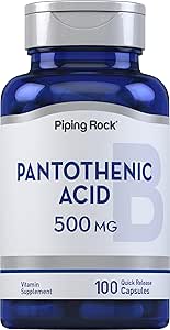 Piping Rock Pantothenic Acid 500mg | 100 Capsules | Non-GMO, Gluten Free Supplement