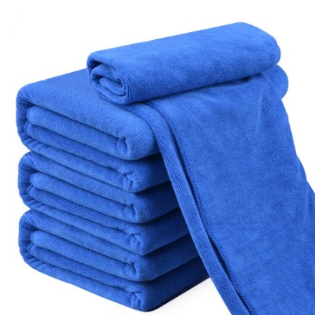 Zeltauto Quick Dry Microfiber Towels Cleaning Cloth, Anti-Scratch Car Detailing Care Towels Blue, Pack of 6
