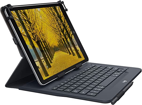 Logitech Universal Folio with Integrated Bluetooth 3.0 Keyboard for 9-10" Apple, Android, Windows Tablets (920-008334) (Renewed)