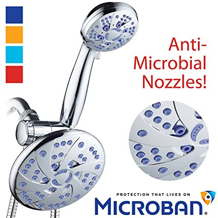 Antimicrobial / Anti-Clog High-Pressure 6" Rainfall Shower Heads Combo by AquaDance with Microban Nozzle Protection from Growth of Mold Mildew & Bacteria for Stronger Shower! Soft Purple