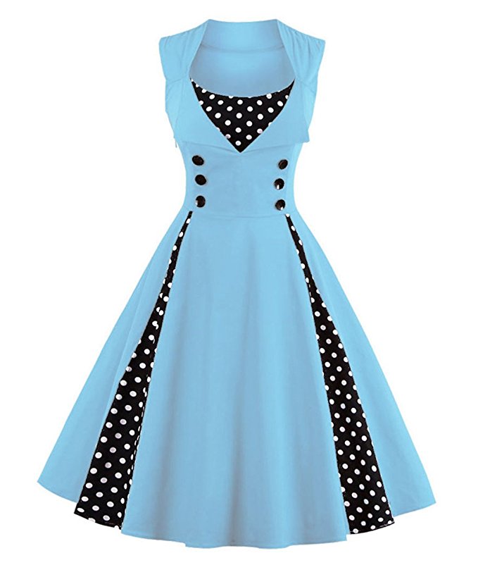 ZAFUL Women's Vintage 50s Style Polka Dot Party Cocktail Rockabilly Swing Dress