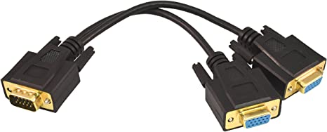 PTC Premium 1-FT GOLD Series VGA / SVGA 1 source to 2 displays Splitter cable - 2 separated leads for the displays for greater reliability and eliminates signal interference. Duplicates the image from the video source to 2 displays.