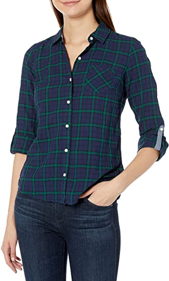 Tommy Hilfiger Women's Long Sleeve Roll Tab Button Down Shirt (Regular & Plus Sizes)