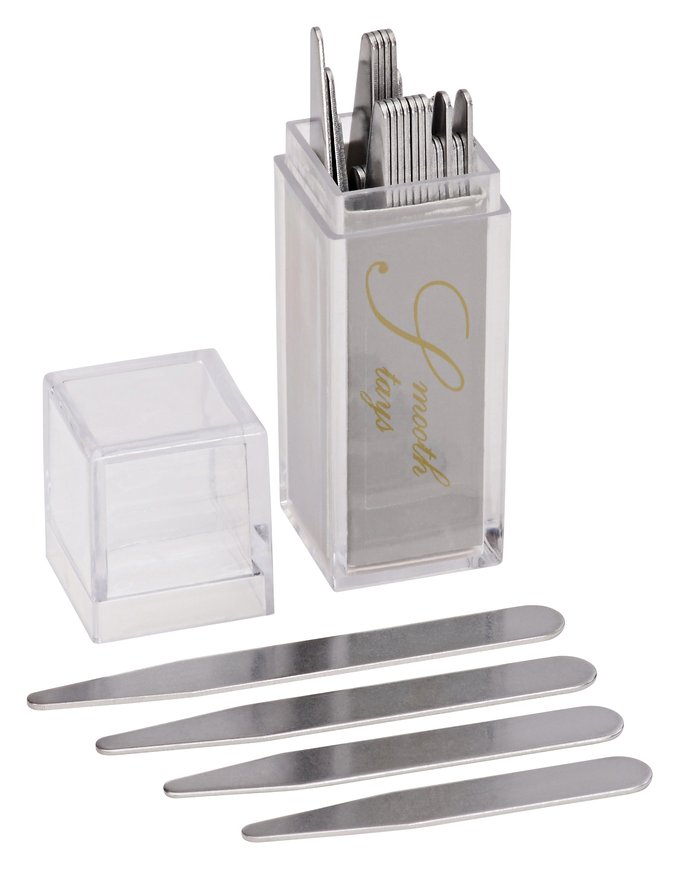 36 Stainless Steel Collar Stays in Clear Plastic Box, Order the Sizes You Need