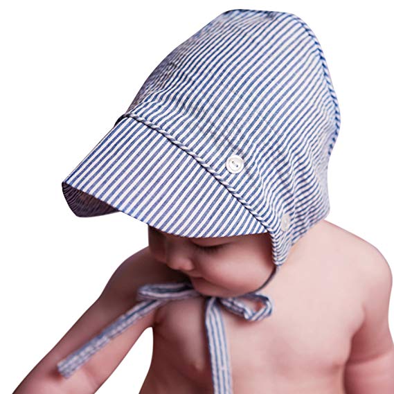 Huggalugs Baby Boys Classic Seersucker Bonnet in 3 Color Choices