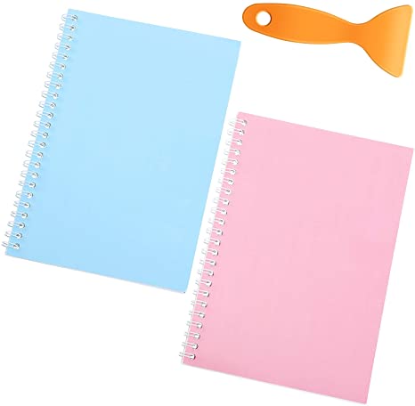 2 Pieces Sticker Collecting Albums with a Plastic Spatula Reusable Sticker Collecting Books 8.3 x 5.8 Inches Notepads Sticker Collection Accessories for Collecting Stickers, Labels