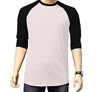 Men's Plain Raglan Shirt 3/4 Sleeve Athletic Baseball Jersey S-3XL (40  Colors)