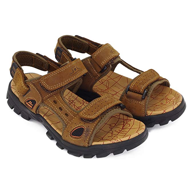 Sports Athletic Sandals Outdoor Summer Men Leather Hiking Beach Shoes Breathable Exposed Toe Strap Walking Fisherman