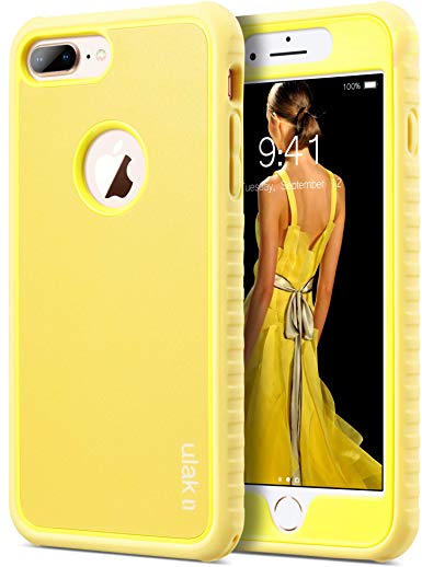 ULAK iPhone 8 Plus Case, Heavy Duty Shockproof Flexible TPU Bumper Durable Anti-Slip Lightweight Front and Back Hard Protective Safe Grip Cover for iPhone 8 Plus 5.5 inch Larger Screen Size,Yellow