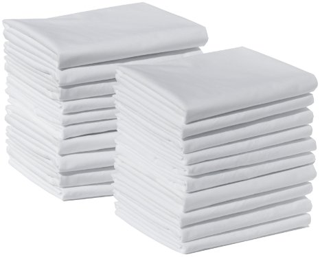 20 Standard Size 100% Cotton White T220 Percale Wholesale Bulk Discount Pillowcases Shams for Tie-Dying, Silk Screening, Hotels, Crafts, Camps, Parties, Physical Therapy