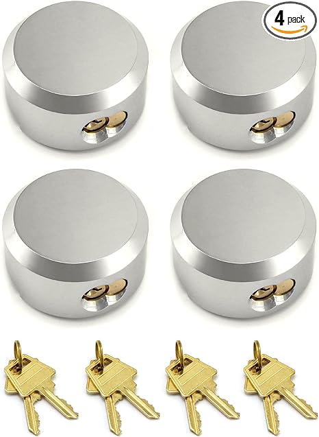 QWORK Hockey Puck Lock, 2-7/8" Trailer Door Lock, Hidden Shackle Trailer Door Puck Padlock, 4 Pieces