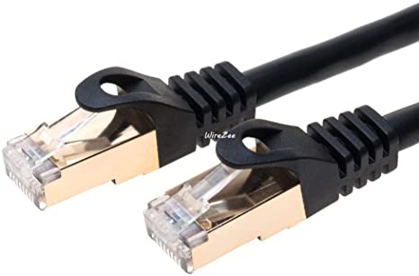 CAT7 Cable Ethernet Premium S/FTP Patch Cord RJ45 Fast Speed 600Mhz LAN Wire (20FT, Black)