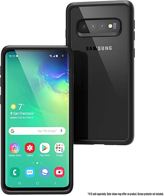 Catalyst Case Compatible with Samsung Galaxy S10 Case Military Impact Resistant, Shock Proof, Drop Proof 9.9ft, Impact Truss Cushioning System, Raised Bezels, Lanyard, Clear Back - Stealth Black