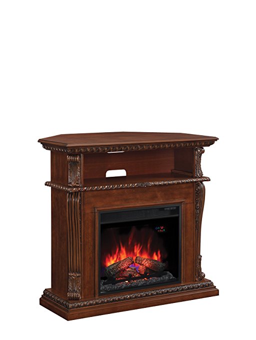 ClassicFlame 23DE1447-W502 Corinth Wall or Corner TV Stand for TVs up to 47", Burnished Walnut (Electric Fireplace Insert sold separately)