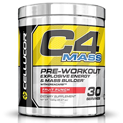 Cellucor C4 Mass Pre Workout Muscle Builder Supplement, Fruit Punch, 30 Servings