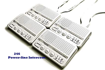 Intercom Central 246-4 Channels HOME Power-line Intercom System, 3 Wire, White, Four Stations Set
