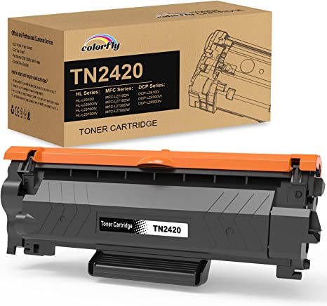 Colorfly TN2420 TN 2410 Cartouche de Toner Compatible Pour MFC-L2710DW DCP-L2530DW HL-L2350DW DCP-L2510D HL-L2375DW MFC-L2730DW MFC-L2750DW HL-L2310D TN-2420 TN2410 (Noir, 3000 Pages)