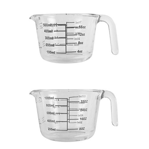 Farberware 2-Piece Borosilicate Glass Wet and Dry Measuring Cup Set, 2-Cup and 4-Cup