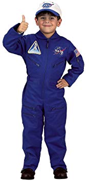 Aeromax Jr. NASA Flight Suit, Blue, with Embroidered Cap and official looking patches, size 2/3.