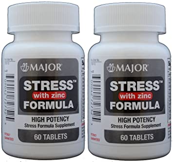Stress Tab with Zinc High Potency Stress Formula with B-Vitamins, C E, plus Antioxidants and Zinc For Immune Support 60 Tablets per Bottle Pack of 2 Total 120 Tablets