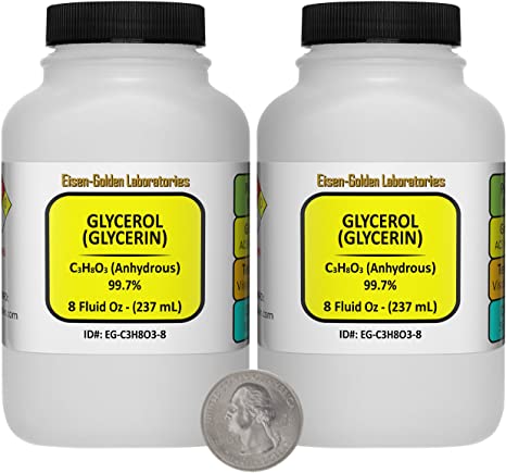 Eisen-Golden Laboratories Glycerol [C3H8O3] 99.7% ACS Grade 16 Fluid Oz in Two Space-Saver Bottles USA