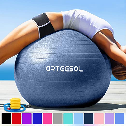 Arteesol Exercise Ball 45cm / 55cm / 65cm / 75cm Anti-burst Anti-slip Yoga Swiss Ball Birthing Ball Quick Pump Fitness Gym Yoga Pilates Core Training Physical Therapy