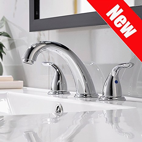 Phiestina Two Handle High-Arc Widespread Bathroom Faucet Without Drain and Hose, Chrome Finished