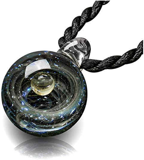 Jovivi Unique Design Glass Universe Ball Necklace Galaxy Planet Pendant Nebula Ribbon Vortex Cosmos Series