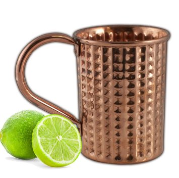Solid Copper Mugs 16 oz Hammered Authentic Unlined Moscow Mule Copper Mug -