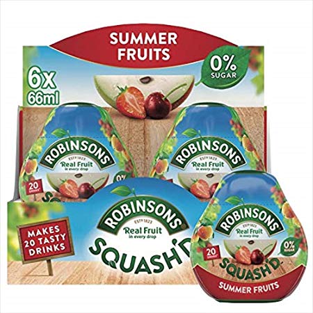 Robinsons Squash'd Summer Fruits On-The-Go Squash,  66ml (Pack of 6)