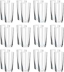 Amazon Basics Admiral Cooler Borosilicate Glass Cup, 15.3 oz, Microwave-Safe, Commercial-grade, 24-Pack, Transparent