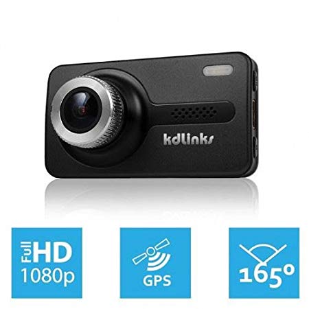 KDLINKS X1 Full-HD 1920 x 1080 165 Degree Wide Angle Dashboard Camera Recorder Car Dash Cam with GPS, G-Sensor & WDR Superior Night Mode