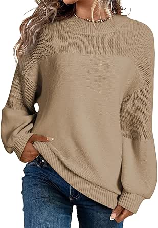 Dokotoo Women's Casual Long Sleeve Sweaters Loose Crewneck Knit Solid Pullover Sweater Jumper Tops