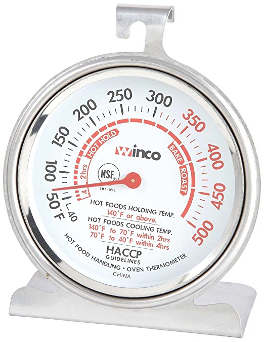 Winco 3-Inch Dial Oven Thermometer with Hook and Panel Base