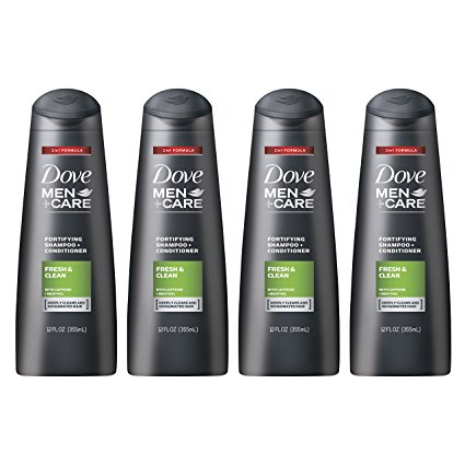 Dove Men Care 2 in 1 Shampoo and Conditioner, Fresh and Clean 12 oz, 4 Count