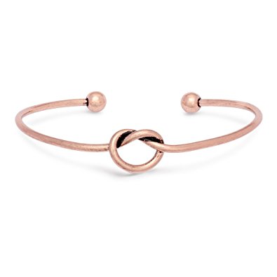 SENFAI Love Knot Bangle Bracelet Simple Knot Bangle Cuffs for Women Stretch Bracelet Gold and Silver Knot Bangles