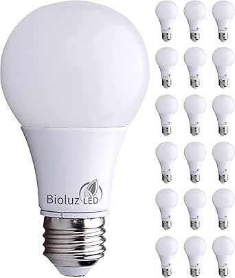 Bioluz LED 6 Watts Equivalent to 40W Home Decor A19 Light Bulbs 2700K Warm White LED Light Bulb Non-Dimmable LED Lights for Bedroom Energy-Efficient LED Bulbs and Long-Lasting Lightbulb - 18 Pack